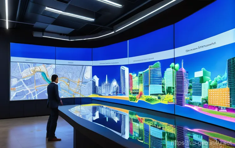 GIS  지리정보시스템 - **Prompt 1: "Smart City Development with GIS"**
    "A clean, professional control room with large, ...