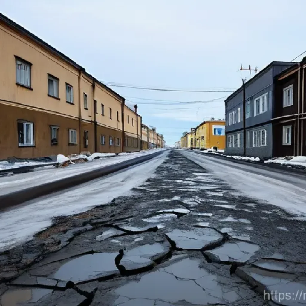 기후 변화와 지리학 - **Melting Permafrost in a Siberian Town**
    "A realistic, cinematic photograph of a street in a re...
