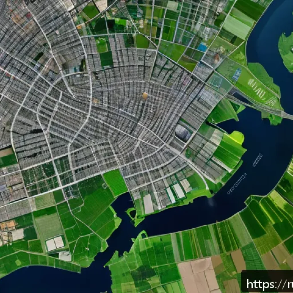 지리학 데이터 모델링 - A high-resolution satellite view of a sprawling modern Russian city with dynamic overlays showing re...