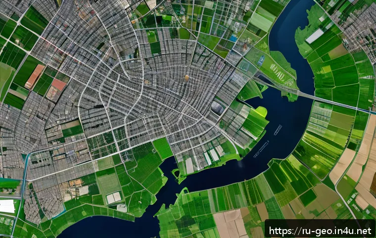 지리학 데이터 모델링 - A high-resolution satellite view of a sprawling modern Russian city with dynamic overlays showing re...